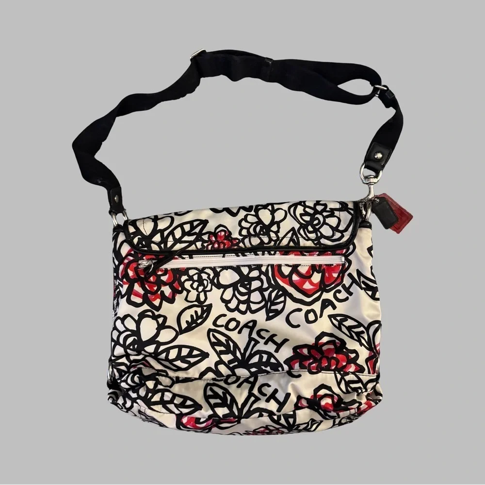 COACH Y2K Kyra Poppy Daisy Graffiti Floral Print Crossbody Bag